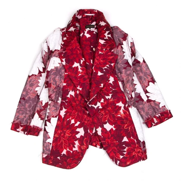 コムデギャルソンCOMME des GARCONS ダリアジャガードインサイドアウトビッグシルエットジャケット 白赤S K-103158_002