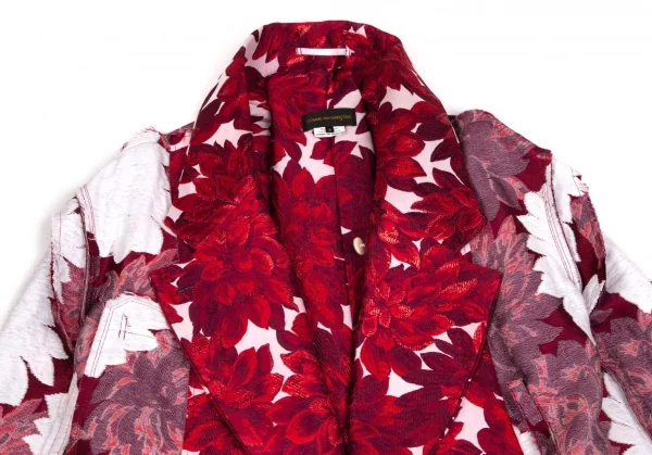 コムデギャルソンCOMME des GARCONS ダリアジャガードインサイドアウトビッグシルエットジャケット 白赤S K-103158_003