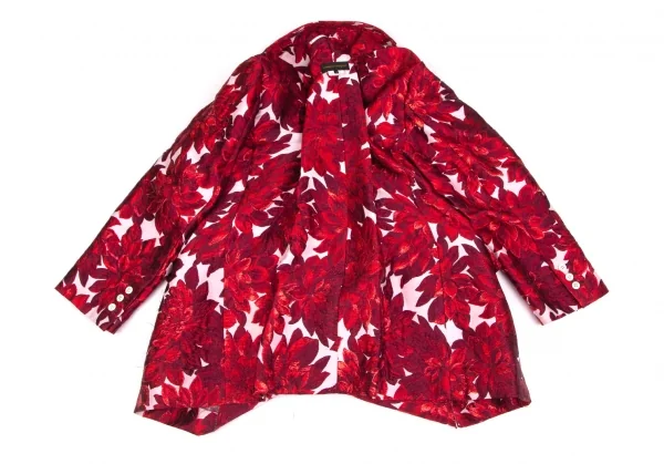 コムデギャルソンCOMME des GARCONS ダリアジャガードインサイドアウトビッグシルエットジャケット 白赤S K-103158_011