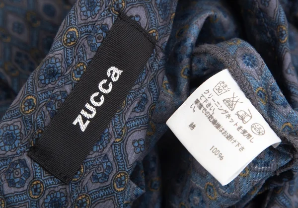 ズッカzucca モダンプリントノースリーブコットンシャツワンピース グレー青M K-103167_018