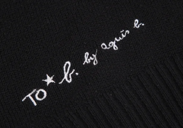 トゥービー バイ アニエスベーTo b.by agnes b. コットンアクリルロゴ刺繍ドルマンニットセーター 黒TU K-103173_010