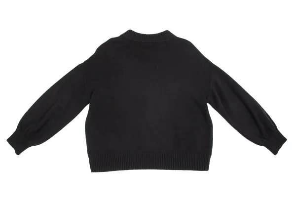 トゥービー バイ アニエスベーTo b.by agnes b. コットンアクリルロゴ刺繍ドルマンニットセーター 黒TU K-103173_012