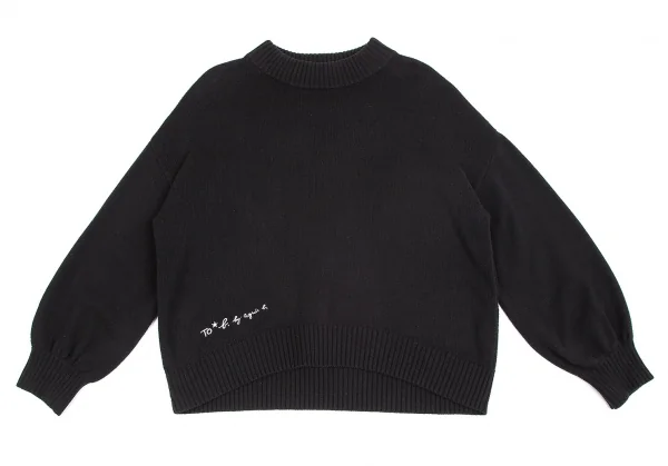 トゥービー バイ アニエスベーTo b.by agnes b. コットンアクリルロゴ刺繍ドルマンニットセーター 黒TU K-103173_002