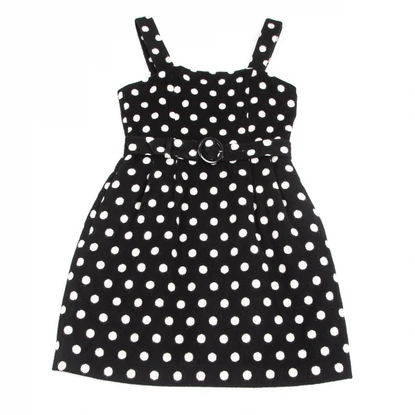 トゥービー バイ アニエスベーTo b.by agnes b. ウールナイロンドットベルト付きワンピース 黒38 K-103175_002