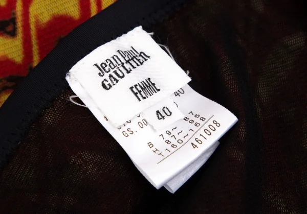 ジャンポールゴルチエ ファムJean Paul GAULTIER FEMME マーブルプリントパワーネットポンチョ 赤黄色40 K-103190_014
