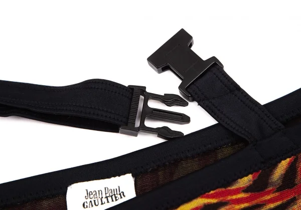 ジャンポールゴルチエ ファムJean Paul GAULTIER FEMME マーブルプリントパワーネットポンチョ 赤黄色40 K-103190_004