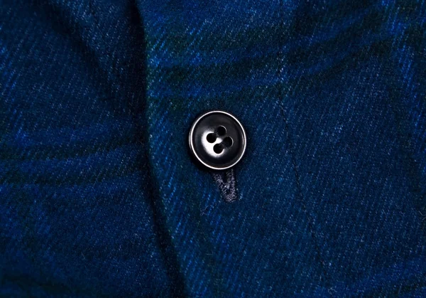 ワイズY's indigo インディゴ染めチェックラウンドカラーネルシャツ 紺2 K-103194_011