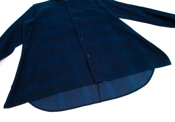 ワイズY's indigo インディゴ染めチェックラウンドカラーネルシャツ 紺2 K-103194_015