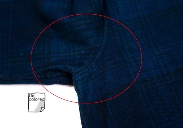 ワイズY's indigo インディゴ染めチェックラウンドカラーネルシャツ 紺2 K-103194_004