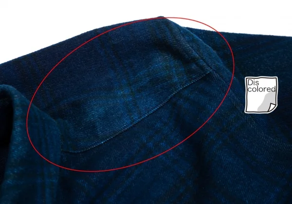 ワイズY's indigo インディゴ染めチェックラウンドカラーネルシャツ 紺2 K-103194_008