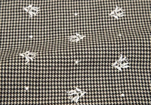 ローブドシャンブル コムデギャルソンrobe de chambre COMME des GARCONS 花柄刺繍ハウンドトゥースフリルラップスカート 黒ベージュM位 K-103195_010