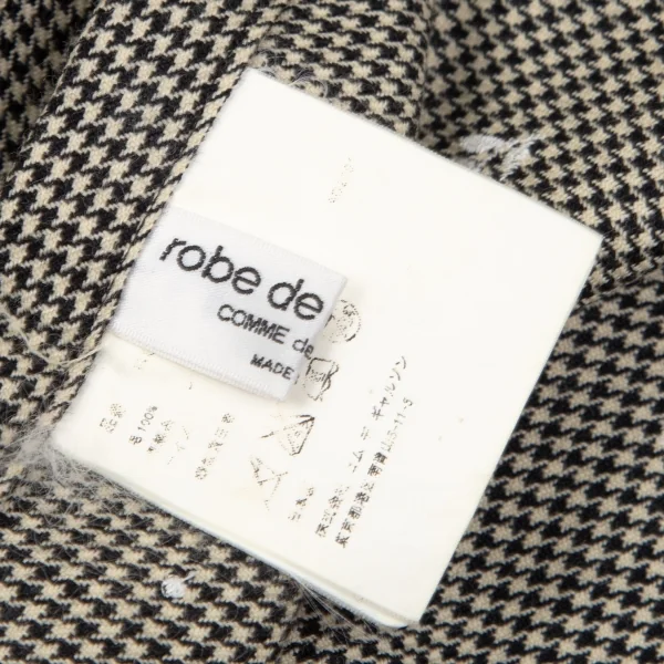 ローブドシャンブル コムデギャルソンrobe de chambre COMME des GARCONS 花柄刺繍ハウンドトゥースフリルラップスカート 黒ベージュM位 K-103195_014