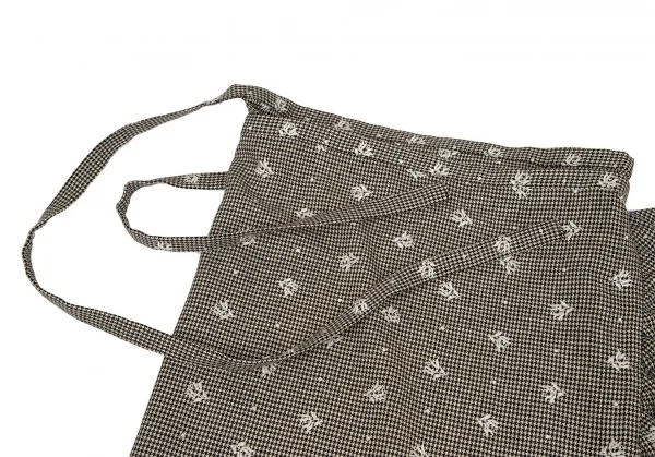 ローブドシャンブル コムデギャルソンrobe de chambre COMME des GARCONS 花柄刺繍ハウンドトゥースフリルラップスカート 黒ベージュM位 K-103195_003