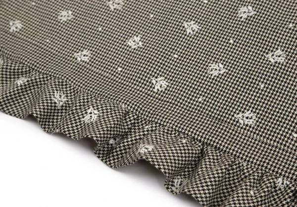 ローブドシャンブル コムデギャルソンrobe de chambre COMME des GARCONS 花柄刺繍ハウンドトゥースフリルラップスカート 黒ベージュM位 K-103195_008