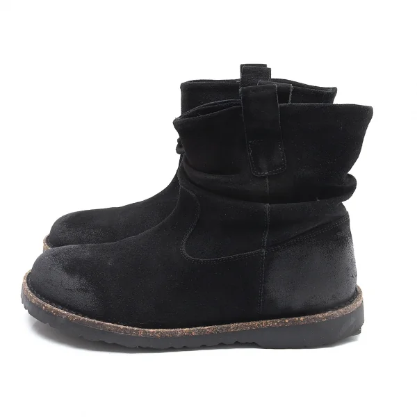 ビルケンシュトックBIRKENSTOCK LUTON ルートン スウェードサイドジップショートブーツ 黒39(25cm位) K-103199_003