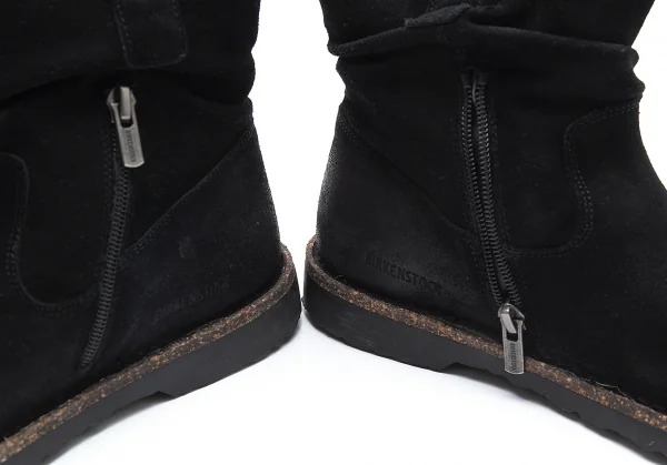 ビルケンシュトックBIRKENSTOCK LUTON ルートン スウェードサイドジップショートブーツ 黒39(25cm位) K-103199_008