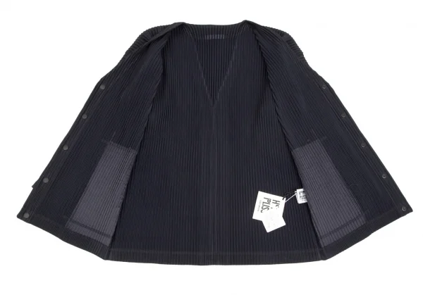 オムプリッセ イッセイ ミヤケHOMME PLISSE ISSEY MIYAKE プリーツスナップボタンカーディガン 紺2 K-103203_011