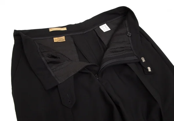 ダナキャラン DONNA KARAN SIGNATURE ウールナイロンタックテーパードパンツ 黒34 K-103212_004
