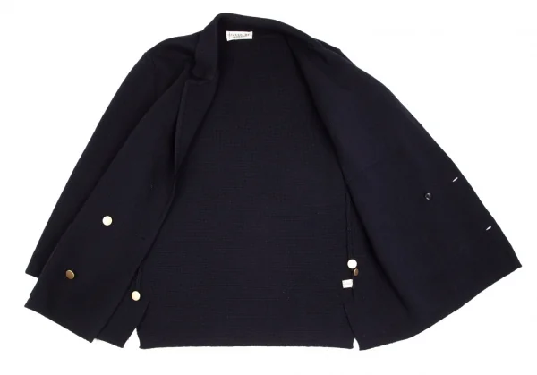 ジバンシーGIVENCHY PARIS GENTLEMAN ウールロゴ刺繍ニットダブルブレストジャケット 紺L位 K-103213_011