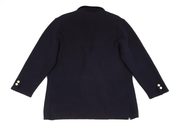 ジバンシーGIVENCHY PARIS GENTLEMAN ウールロゴ刺繍ニットダブルブレストジャケット 紺L位 K-103213_012