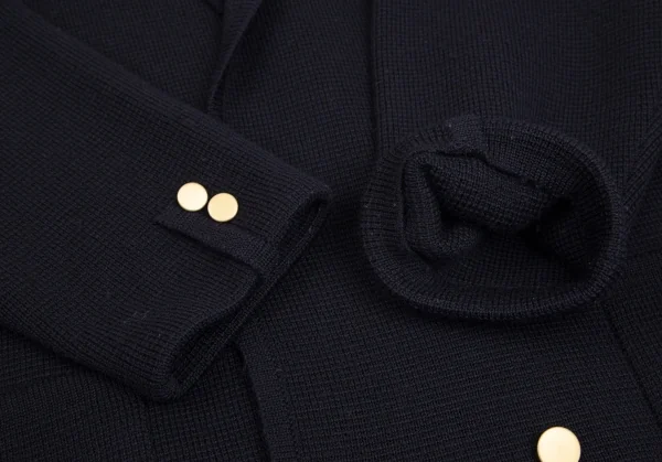 ジバンシーGIVENCHY PARIS GENTLEMAN ウールロゴ刺繍ニットダブルブレストジャケット 紺L位 K-103213_006