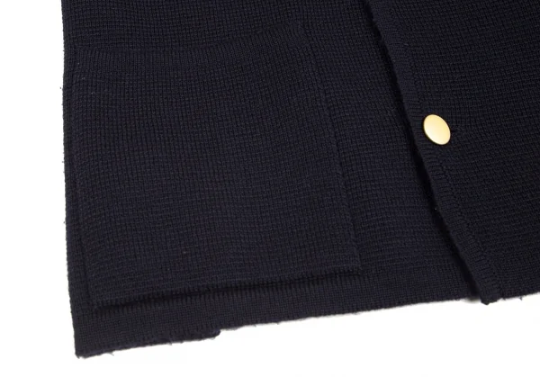 ジバンシーGIVENCHY PARIS GENTLEMAN ウールロゴ刺繍ニットダブルブレストジャケット 紺L位 K-103213_009