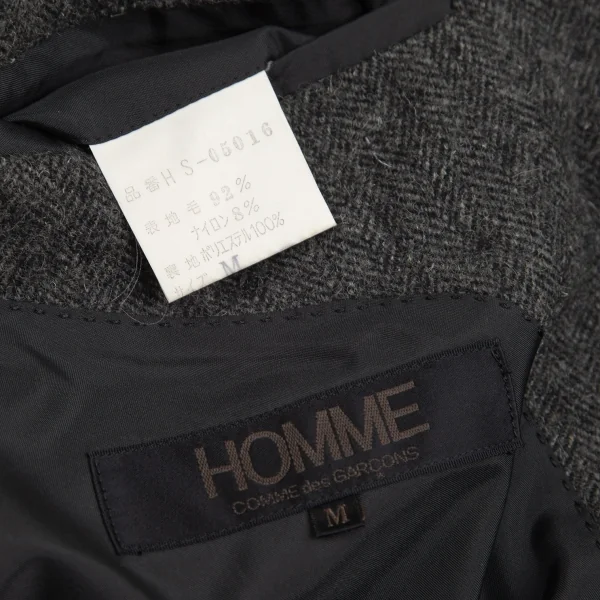 コムデギャルソン オムCOMME des GARCONS HOMME デカオムウールナイロンヘリンボーン2Bジャケット グレーM K-103214_015