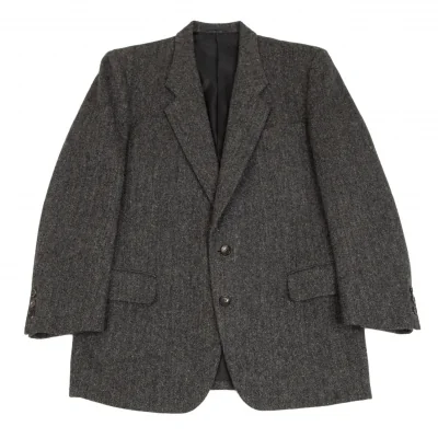 コムデギャルソン オムCOMME des GARCONS HOMME デカオムウールナイロンヘリンボーン2Bジャケット グレー