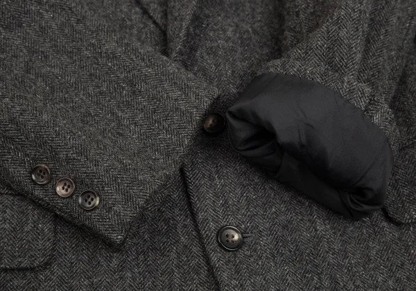 コムデギャルソン オムCOMME des GARCONS HOMME デカオムウールナイロンヘリンボーン2Bジャケット グレーM K-103214_008