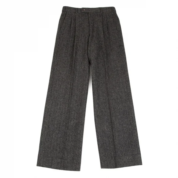 コムデギャルソン オムCOMME des GARCONS HOMME デカオムウールナイロンヘリンボーンツータックスリムパンツ グレーM K-103215_001