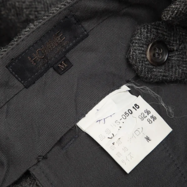 コムデギャルソン オムCOMME des GARCONS HOMME デカオムウールナイロンヘリンボーンツータックスリムパンツ グレーM K-103215_013