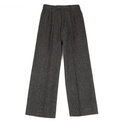 コムデギャルソン オムCOMME des GARCONS HOMME デカオムウールナイロンヘリンボーンツータックスリムパンツ グレー