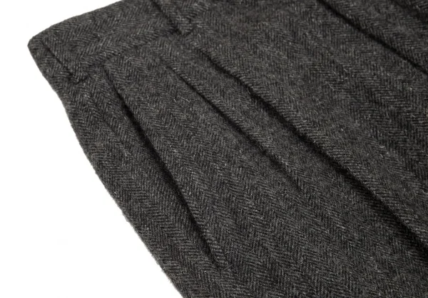 コムデギャルソン オムCOMME des GARCONS HOMME デカオムウールナイロンヘリンボーンツータックスリムパンツ グレーM K-103215_003