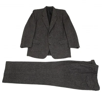 コムデギャルソン オムCOMME des GARCONS HOMME デカオムウールナイロンヘリンボーンスーツセットアップ グレー
