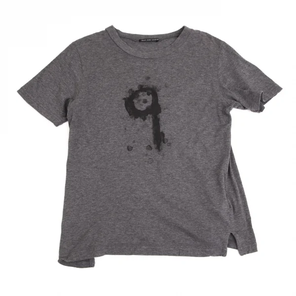 カドリールラングルqua drille rangle 水墨画手刷りプリントTシャツ チャコール1 K-103236_001