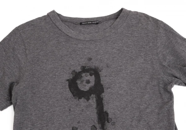 カドリールラングルqua drille rangle 水墨画手刷りプリントTシャツ チャコール1 K-103236_002