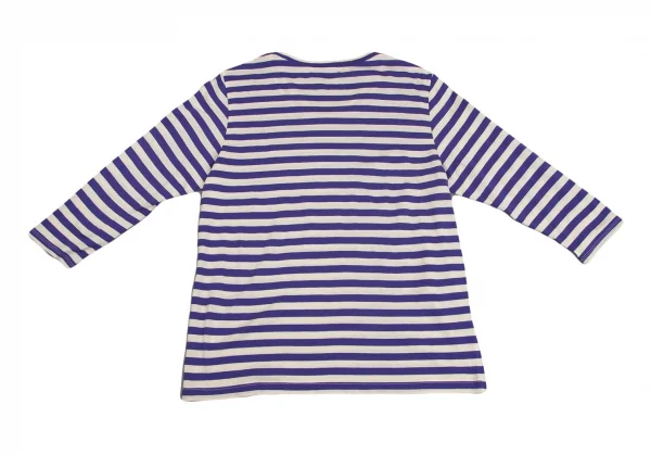 ワイズフォーリビングY's for living アクリルアンゴラボーダー七分袖カットソー 青白M位 K-103237_011