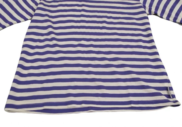 ワイズフォーリビングY's for living アクリルアンゴラボーダー七分袖カットソー 青白M位 K-103237_007