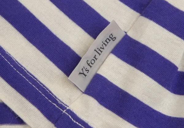 ワイズフォーリビングY's for living アクリルアンゴラボーダー七分袖カットソー 青白M位 K-103237_009