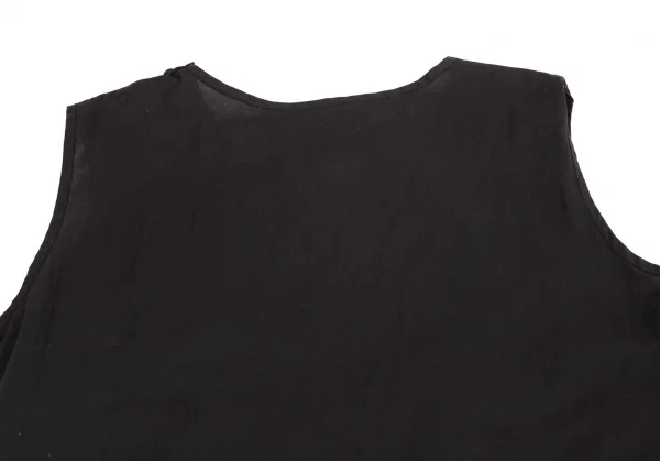 ワイズフォーリビングY's for living 製品染めレースピンタックボーダー切替ノースリーブワンピース 黒M位 K-103239_011