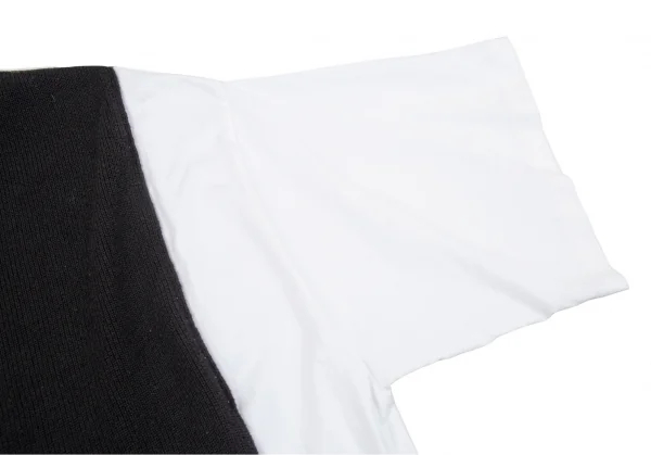 リスマット バイ ワイズRISMAT by Y's フロントニットレイヤードデザインビッグシルエットTシャツ 白黒2 K-103244_006