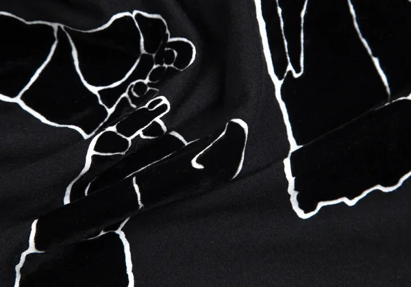 ワイズY's 指切りフロッキープリントTシャツ 黒2 K-103247_010