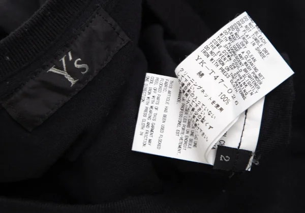 ワイズY's 指切りフロッキープリントTシャツ 黒2 K-103247_012