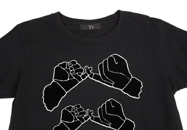 ワイズY's 指切りフロッキープリントTシャツ 黒2 K-103247_002