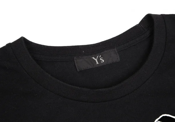 ワイズY's 指切りフロッキープリントTシャツ 黒2 K-103247_003