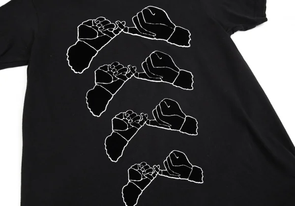 ワイズY's 指切りフロッキープリントTシャツ 黒2 K-103247_005