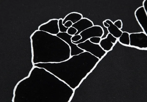 ワイズY's 指切りフロッキープリントTシャツ 黒2 K-103247_006