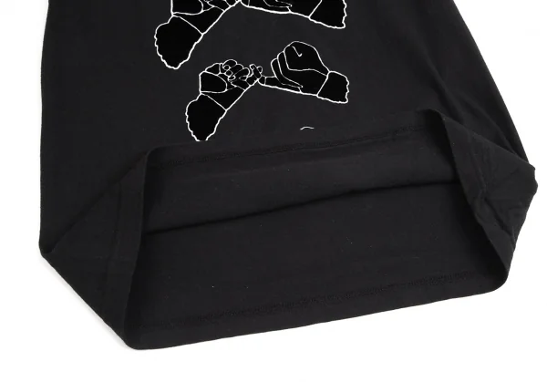 ワイズY's 指切りフロッキープリントTシャツ 黒2 K-103247_008