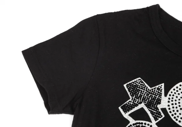 ワイズY's グラフィックフロッキープリントTシャツ 黒2 K-103248_004
