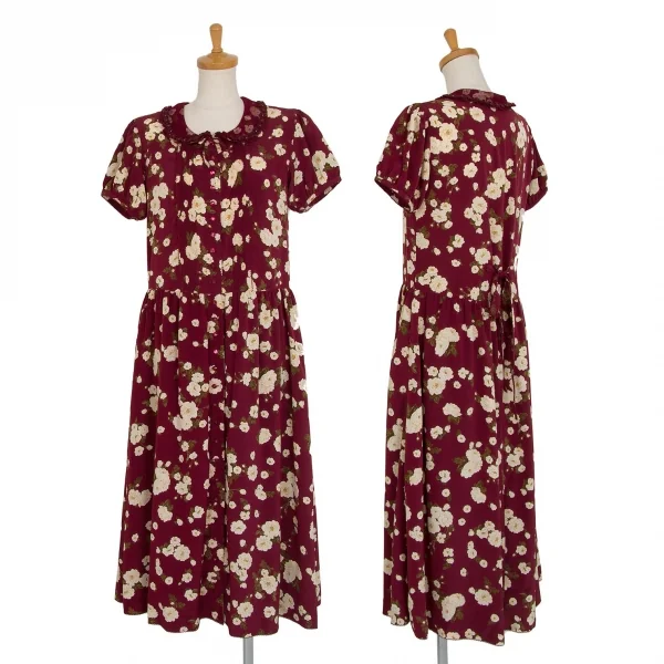PINK HOUSE Floral Printed Button Front Dress Bordeaux S-M K-103306_001
